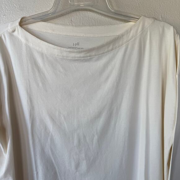 J. Jill Luxe Supima Boat Neck Tee size XL in Cream - Picture 3 of 8
